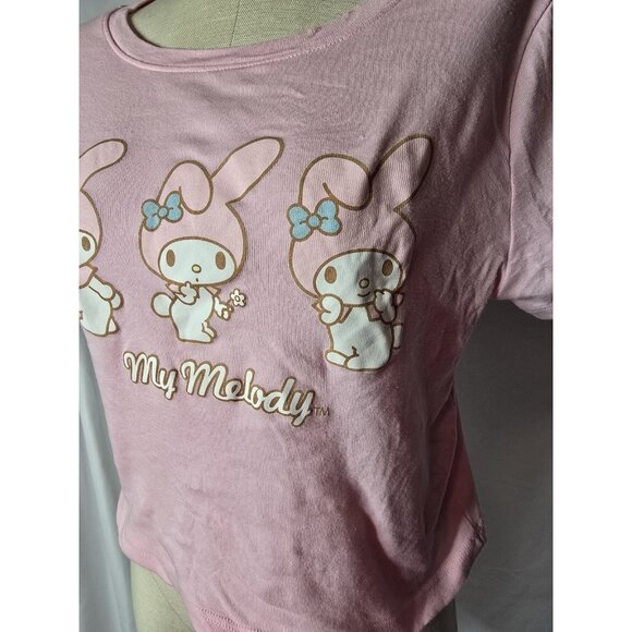 Sanrio Bioworld My Melody Cropped Pink Shirt Size XL 100% Cotton - Picture 2 of 7